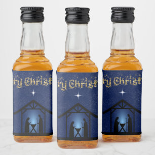 Étiquettes Pour Bouteilles De Liqueur La crèche de Noël Scène religieuse