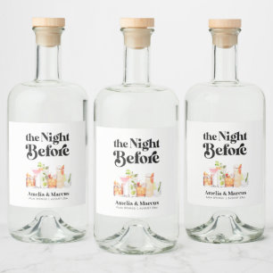 Étiquettes Pour Bouteilles De Liqueur La Nuit Avant le Dîner de Répétition du Couple Rét