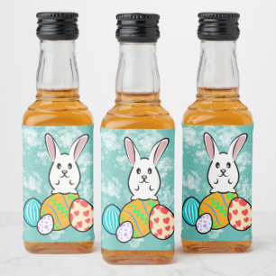 Étiquettes Pour Bouteilles De Liqueur Lapin de Pâques sur les oeufs de Pâques