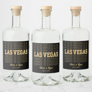 Étiquettes Pour Bouteilles De Liqueur Las Vegas Glam Mariage Personnalisé Or & Noir