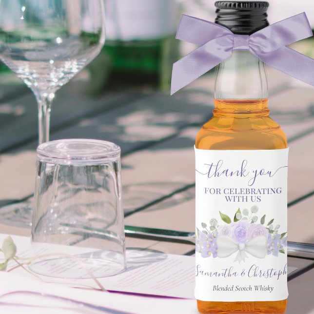 Étiquettes Pour Bouteilles De Liqueur Lavande violet Mariage Floral Merci Mini (Créateur téléchargé)
