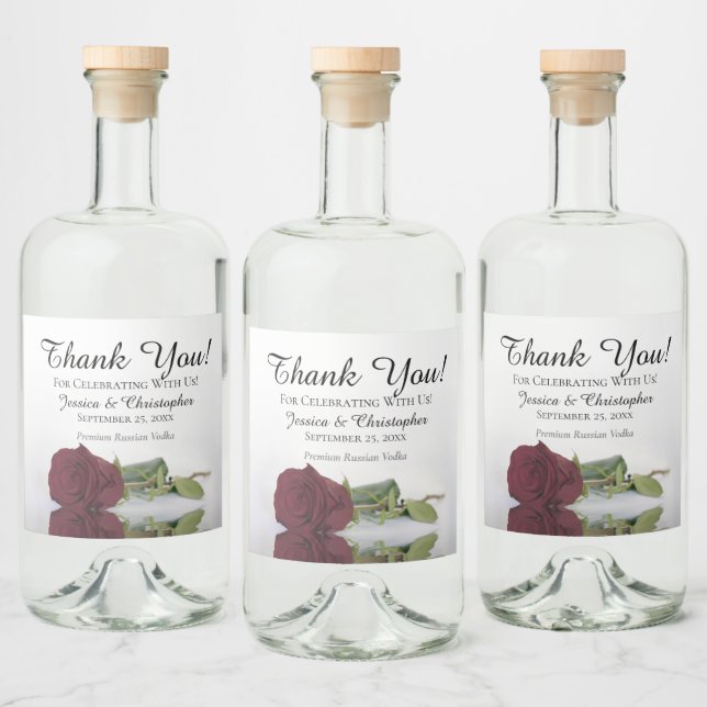 Étiquettes Pour Bouteilles De Liqueur L'élégant reflet du Merci Mariage Rose de la Bourg (Bouteilles)