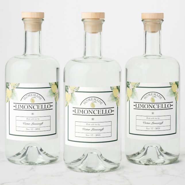 Étiquettes Pour Bouteilles De Liqueur Lemon Garden Floral Blanc Mariage Limoncello (Bouteilles)