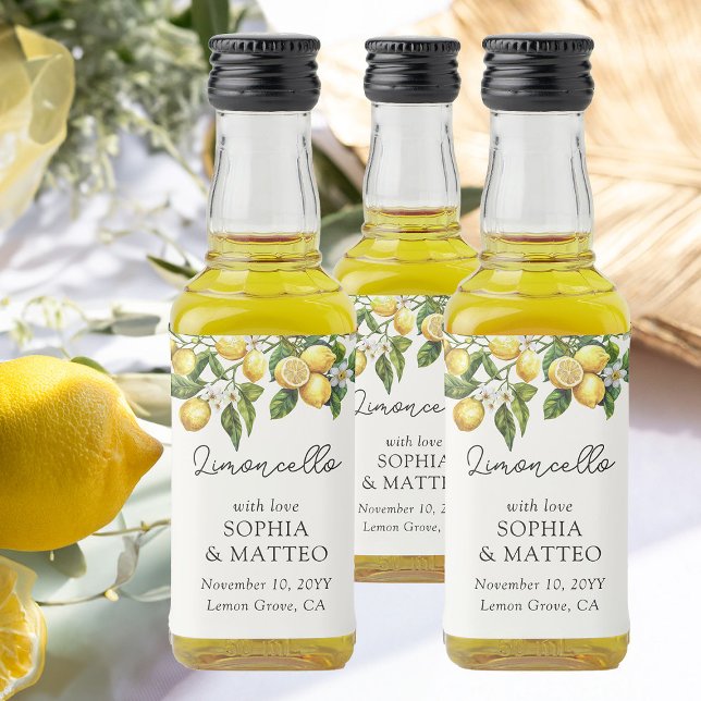 Étiquettes Pour Bouteilles De Liqueur Lemon Grove Mariage italien Limoncello Favoriser (Limoncello favor bottle labels from the Lemon Grove Wedding Collection by Darling & May)