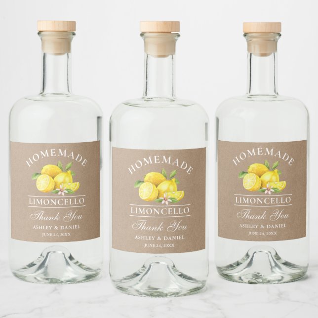 Étiquettes Pour Bouteilles De Liqueur Lemons Kraft Merci Limoncello Étiquettes de boutei (Bouteilles)