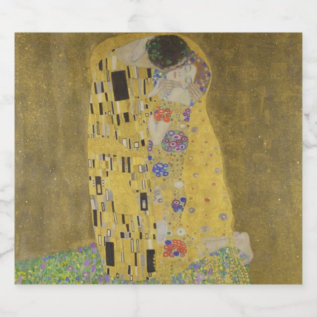 Étiquettes Pour Bouteilles De Liqueur Les amoureux embrasser Embrace par Gustav Klimt (Étiquettes simples)