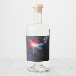 Étiquettes Pour Bouteilles De Liqueur libellule rouge brillante