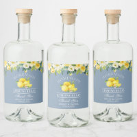 Limoncello Aquarelle Floral Lemons Dusty Blue