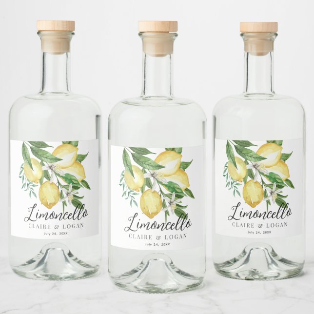 Étiquettes Pour Bouteilles De Liqueur Limoncello Citrus Mariage floral (Bouteilles)