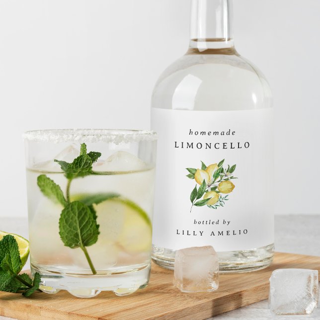 Étiquettes Pour Bouteilles De Liqueur Limoncello fait maison modifiable (Créateur téléchargé)