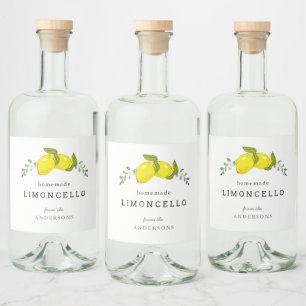 Étiquettes Pour Bouteilles De Liqueur Limoncello Lemon Floral Blanc