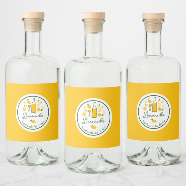 Étiquettes Pour Bouteilles De Liqueur Limoncello Lemonade Lemon Artisanat artisanal CUST (Bouteilles)