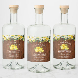 Étiquettes Pour Bouteilles De Liqueur Limoncello Lemons Bois Floral