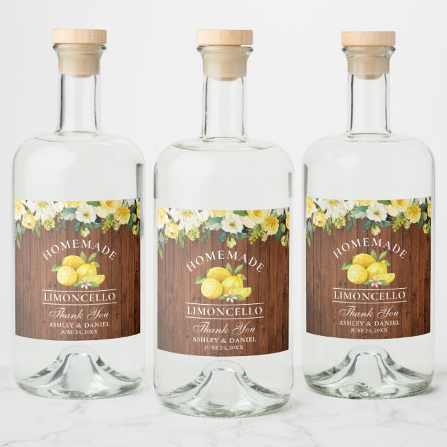 Étiquettes Pour Bouteilles De Liqueur Limoncello Lemons Bois Floral (Bouteilles)