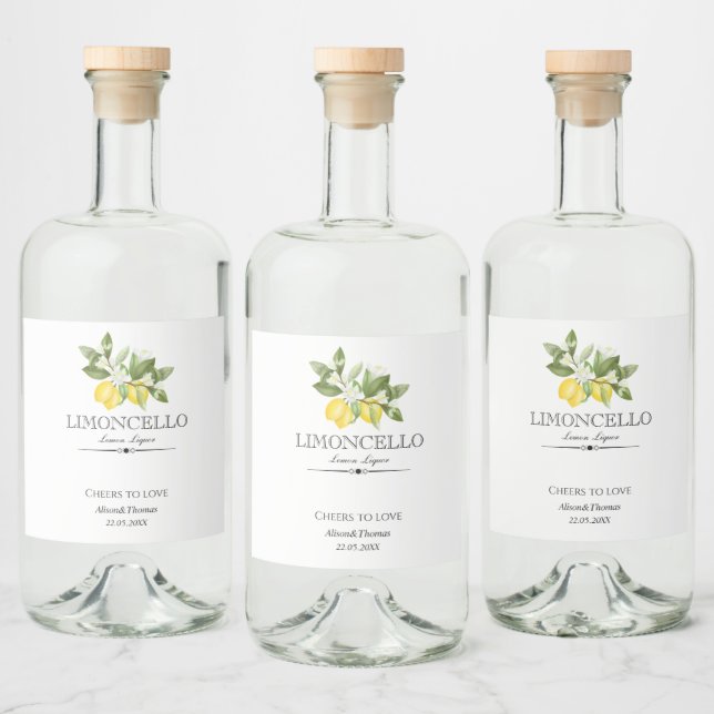 Étiquettes Pour Bouteilles De Liqueur Limoncello Mariage Citrus Garden (Bouteilles)
