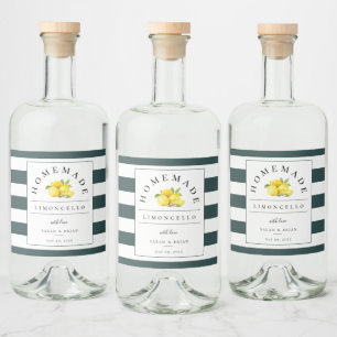 Étiquettes Pour Bouteilles De Liqueur Limoncello moderne Rustique Emerald Green Stripe