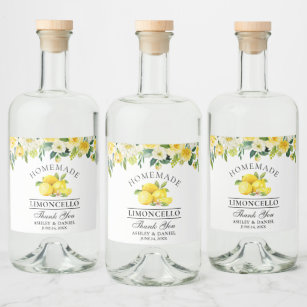 Étiquettes Pour Bouteilles De Liqueur Limoncello Watercolor Lemons Floral