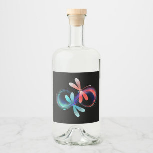 Étiquettes Pour Bouteilles De Liqueur L'infini avec des libellules lumineuses