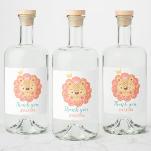 Étiquettes Pour Bouteilles De Liqueur Lion baby shower classique collant rond
