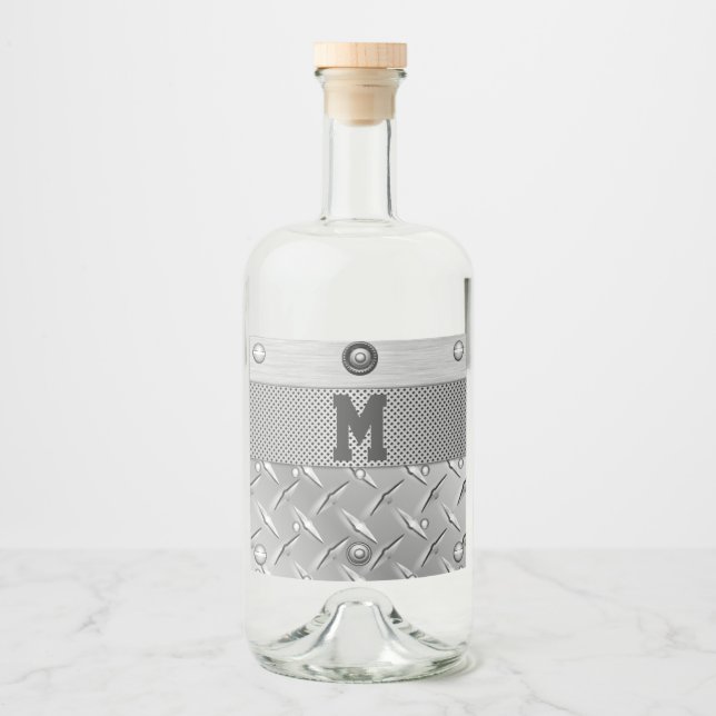 Étiquettes Pour Bouteilles De Liqueur Liqueur métallique et acier (Devant)
