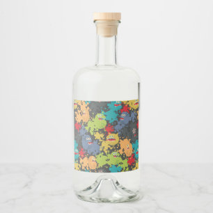Étiquettes Pour Bouteilles De Liqueur Little cute funny monsters