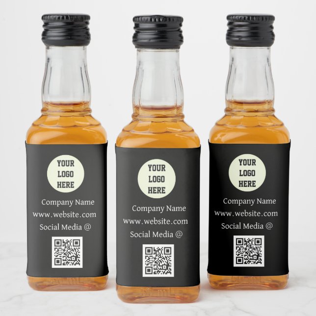 Étiquettes Pour Bouteilles De Liqueur Logo de code QR Entreprise Black Business Entrepri (Bouteilles)