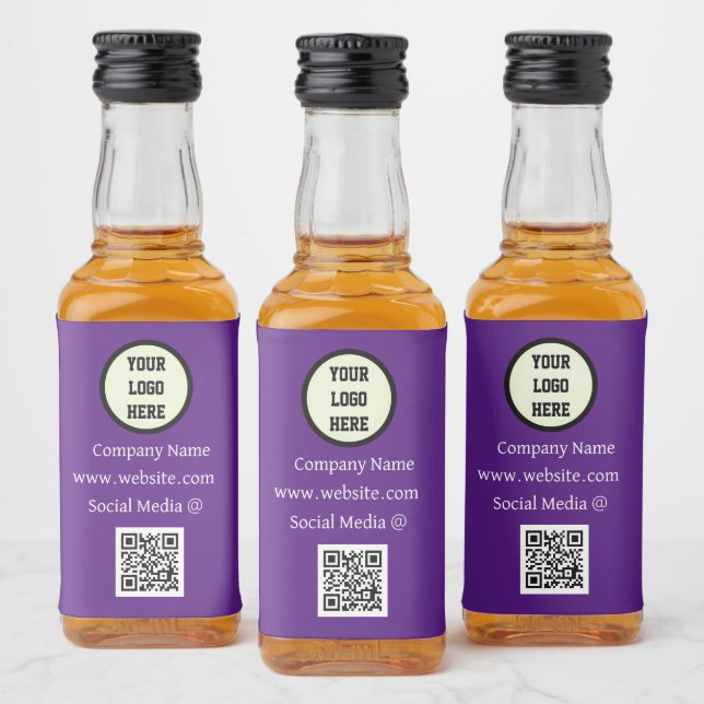 Étiquettes Pour Bouteilles De Liqueur Logo de code QR Entreprise Purple Entreprise Entre (Bouteilles)