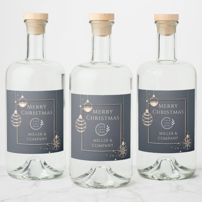 Étiquettes Pour Bouteilles De Liqueur Logo Joyeux Noël Fêtes Entreprise Moderne (Bouteilles)
