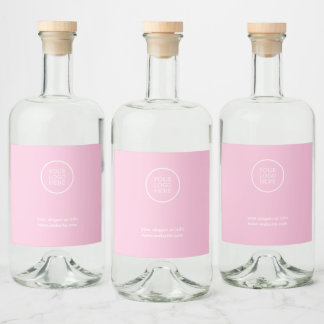 Étiquettes Pour Bouteilles De Liqueur Logo simple minimaliste de l'entreprise rose