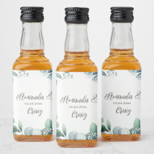 Étiquettes Pour Bouteilles De Liqueur Mariage à la feuille botanique d'eucalyptus
