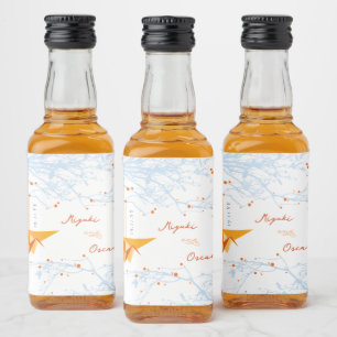 Étiquettes Pour Bouteilles De Liqueur Mariage asiatique  orange Origami