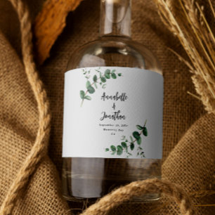 Étiquettes Pour Bouteilles De Liqueur Mariage botanique moderne eucalyptus économique