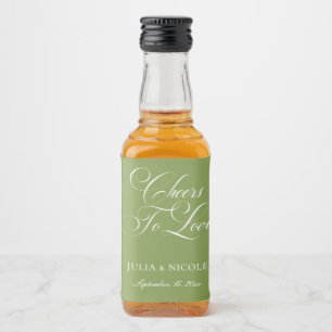 Étiquettes Pour Bouteilles De Liqueur Mariage classique ivoire vert calligraphie Cheers