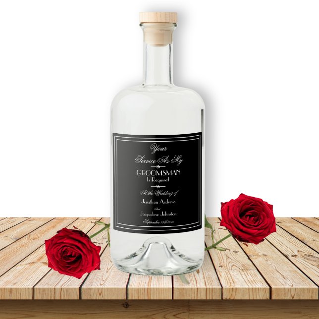 Étiquettes Pour Bouteilles De Liqueur Mariage Classique Serez-Vous Ma Proposition De Gro (Will You Be My Groomsman? Proposal Liquor Bottle Label.)