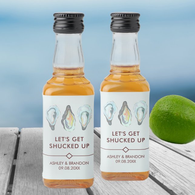 Étiquettes Pour Bouteilles De Liqueur Mariage Côté Mer à l'Aquarelle Huître (Créateur téléchargé)