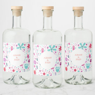 Étiquettes Pour Bouteilles De Liqueur Mariage d'aquarelle florale