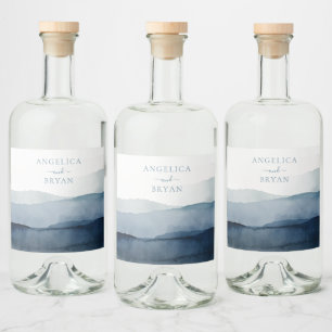 Étiquettes Pour Bouteilles De Liqueur Mariage d'aquarelle marine