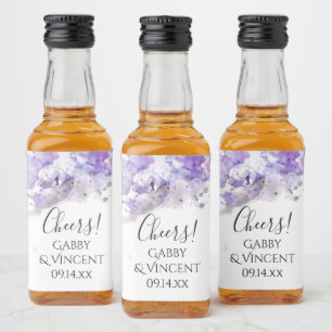 Étiquettes Pour Bouteilles De Liqueur Mariage d'aquarelle violet Lilac Fleurs