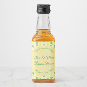 Étiquettes Pour Bouteilles De Liqueur Mariage d'été tropical Ananas et Palm Feuille