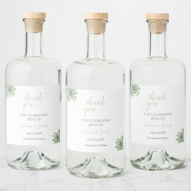 Étiquettes Pour Bouteilles De Liqueur Mariage d'eucalyptus (Bouteilles)