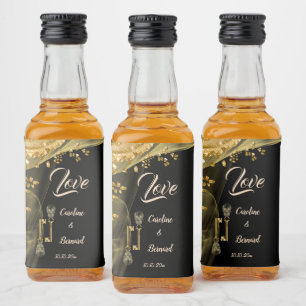 Étiquettes Pour Bouteilles De Liqueur Mariage d'Halloween Crânes en Or Squelettiques