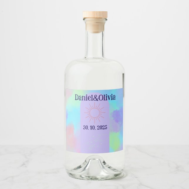 Étiquettes Pour Bouteilles De Liqueur Mariage doux violet profond (Devant)