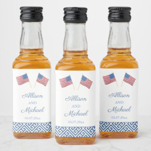 Étiquettes Pour Bouteilles De Liqueur Mariage du drapeau patriotique américain en faveur