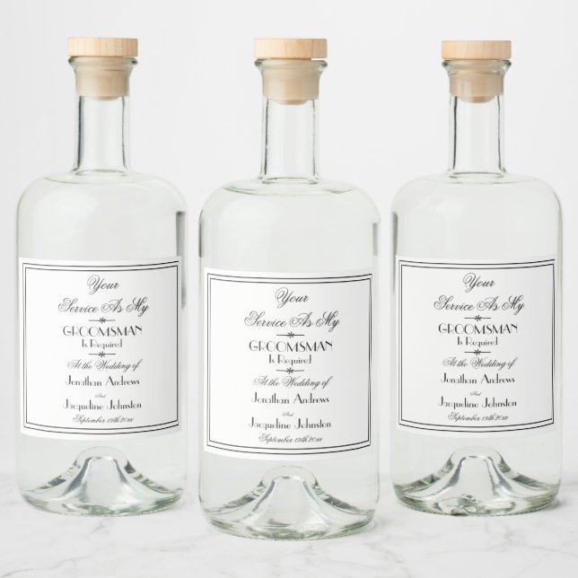 Étiquettes Pour Bouteilles De Liqueur Mariage élégant Serez-vous mon Groomsman Propositi (Bouteilles)