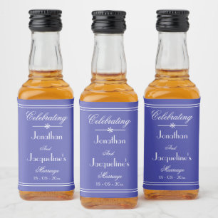 Étiquettes Pour Bouteilles De Liqueur Mariage Favors Classic Script Belle Mini Bleu