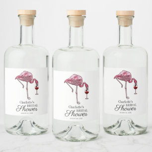 Étiquettes Pour Bouteilles De Liqueur Mariage Flamingo Rose Script Été Personnalisé