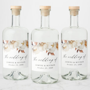 Étiquettes Pour Bouteilles De Liqueur Mariage Floral Automnal Rustique