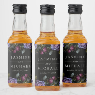 Étiquettes Pour Bouteilles De Liqueur Mariage Floral Gothique Violet et Maussade