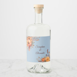 Étiquettes Pour Bouteilles De Liqueur Mariage Floral Rustique Aquarelle d'Automne