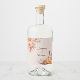 Étiquettes Pour Bouteilles De Liqueur Mariage floral rustique de l'automne
